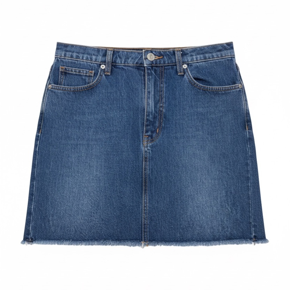 DTLA women’s Blue Denim Mini Skirt with Raw Hem